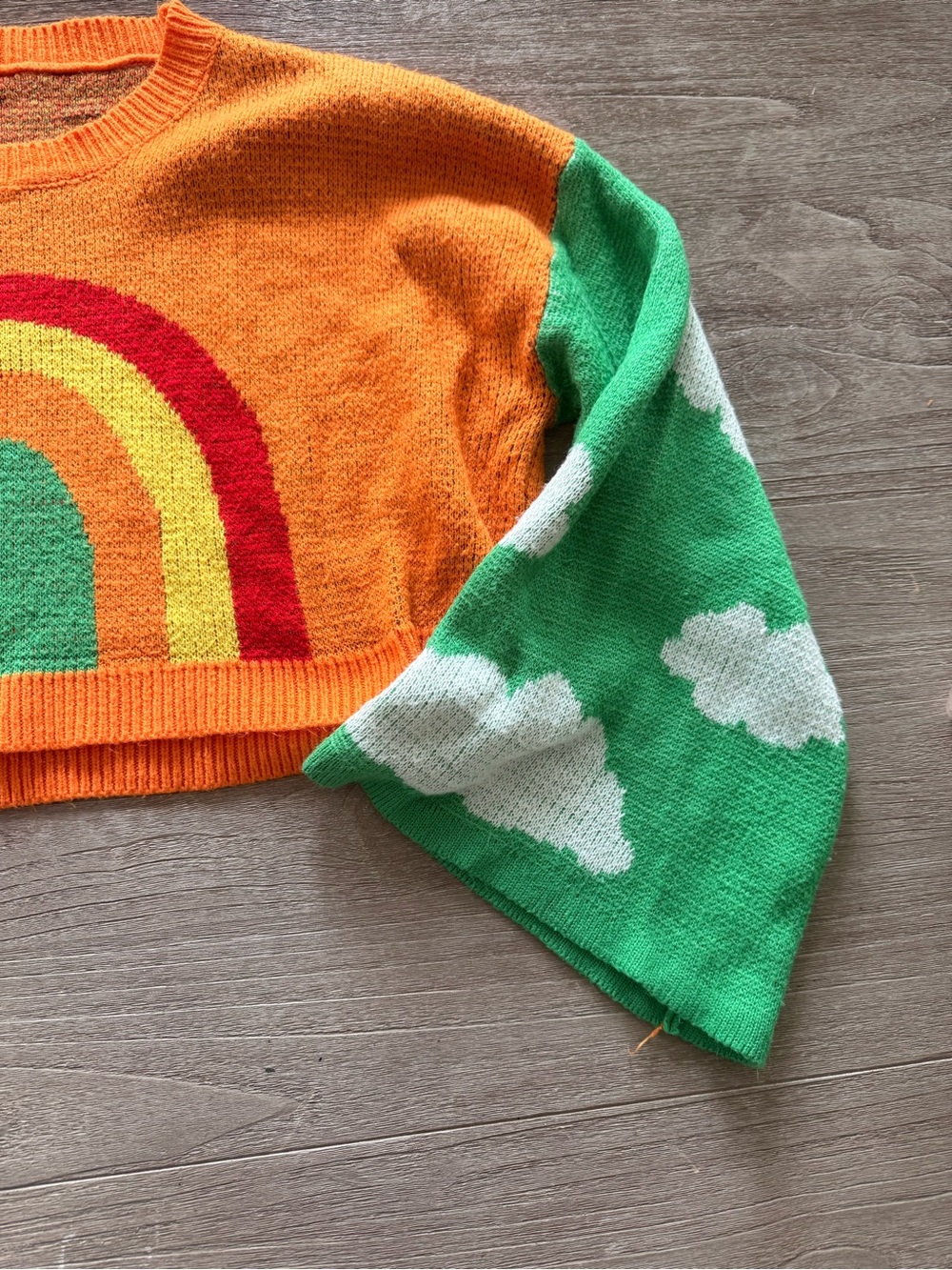 Vintage Women’s Rainbow Crop Sweater Retro 70’s one size - Picture 4 of 6